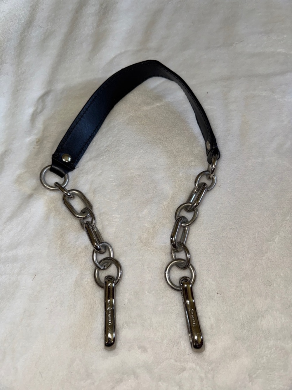 Coach Black Leather & Silver Chain Bag Strap